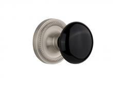 Nostalgic Warehouse 709597 - Nostalgic Warehouse Rope Rosette Passage Black Porcelain Door Knob in Satin Nickel