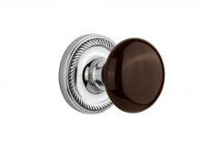 Nostalgic Warehouse 709602 - Nostalgic Warehouse Rope Rosette Passage Brown Porcelain Door Knob in Bright Chrome