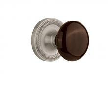 Nostalgic Warehouse 709605 - Nostalgic Warehouse Rope Rosette Passage Brown Porcelain Door Knob in Satin Nickel