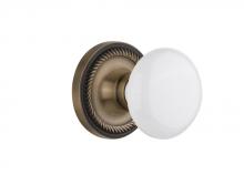 Nostalgic Warehouse 709727 - Nostalgic Warehouse Rope Rosette Passage White Porcelain Door Knob in Antique Brass