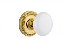 Nostalgic Warehouse 709731 - Nostalgic Warehouse Rope Rosette Passage White Porcelain Door Knob in Polished Brass