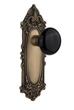 Nostalgic Warehouse 709861 - Nostalgic Warehouse Victorian Plate Passage Black Porcelain Door Knob in Antique Brass