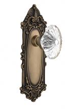 Nostalgic Warehouse 709941 - Nostalgic Warehouse Victorian Plate Passage Oval Fluted Crystal Glass Door Knob in Antique Brass