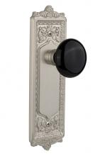 Nostalgic Warehouse 710012 - Nostalgic Warehouse Egg & Dart Plate Passage Black Porcelain Door Knob in Satin Nickel