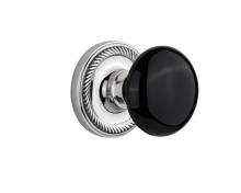 Nostalgic Warehouse 710030 - Nostalgic Warehouse Rope Rosette Passage Black Porcelain Door Knob in Bright Chrome