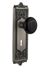 Nostalgic Warehouse 710062 - Nostalgic Warehouse Egg & Dart Plate with Keyhole Passage Black Porcelain Door Knob in Antique