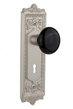 Nostalgic Warehouse 710354 - Nostalgic Warehouse Egg & Dart Plate with Keyhole Privacy Black Porcelain Door Knob in Satin N