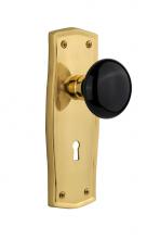 Nostalgic Warehouse 710374 - Nostalgic Warehouse Prairie Plate with Keyhole Privacy Black Porcelain Door Knob in Polished Brass