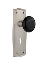 Nostalgic Warehouse 710375 - Nostalgic Warehouse Prairie Plate with Keyhole Privacy Black Porcelain Door Knob in Satin Nickel