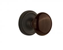 Nostalgic Warehouse 710443 - Nostalgic Warehouse Classic Rosette Passage Brown Porcelain Door Knob in Oil-Rubbed Bronze