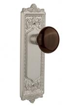 Nostalgic Warehouse 710452 - Nostalgic Warehouse Egg & Dart Plate Passage Brown Porcelain Door Knob in Satin Nickel