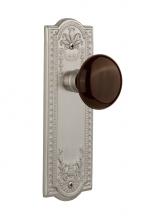 Nostalgic Warehouse 710459 - Nostalgic Warehouse Meadows Plate Passage Brown Porcelain Door Knob in Satin Nickel