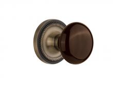 Nostalgic Warehouse 710468 - Nostalgic Warehouse Rope Rosette Passage Brown Porcelain Door Knob in Antique Brass