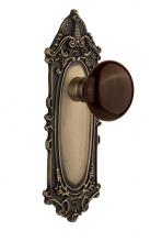 Nostalgic Warehouse 710475 - Nostalgic Warehouse Victorian Plate Passage Brown Porcelain Door Knob in Antique Brass