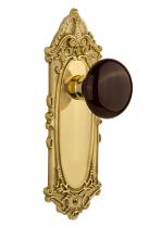 Nostalgic Warehouse 710479 - Nostalgic Warehouse Victorian Plate Passage Brown Porcelain Door Knob in Polished Brass