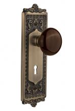 Nostalgic Warehouse 710501 - Nostalgic Warehouse Egg & Dart Plate with Keyhole Passage Brown Porcelain Door Knob in Antique