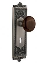 Nostalgic Warehouse 710502 - Nostalgic Warehouse Egg & Dart Plate with Keyhole Passage Brown Porcelain Door Knob in Antique