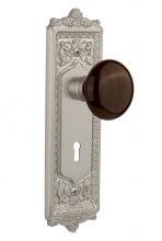 Nostalgic Warehouse 710506 - Nostalgic Warehouse Egg & Dart Plate with Keyhole Passage Brown Porcelain Door Knob in Satin N