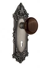 Nostalgic Warehouse 710530 - Nostalgic Warehouse Victorian Plate with Keyhole Passage Brown Porcelain Door Knob in Antique Pewt