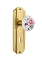 Nostalgic Warehouse 710587 - Nostalgic Warehouse Deco Plate with Keyhole Passage White Rose Porcelain Door Knob in Polished Bra