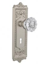 Nostalgic Warehouse 710755 - Nostalgic Warehouse Egg & Dart Plate with Keyhole Passage Crystal Glass Door Knob in Satin Nic