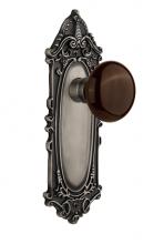 Nostalgic Warehouse 710764 - Nostalgic Warehouse Victorian Plate Privacy Brown Porcelain Door Knob in Antique Pewter