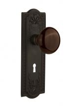 Nostalgic Warehouse 710799 - Nostalgic Warehouse Meadows Plate with Keyhole Privacy Brown Porcelain Door Knob in Oil-Rubbed Bro