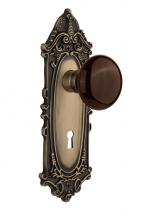 Nostalgic Warehouse 710817 - Nostalgic Warehouse Victorian Plate with Keyhole Privacy Brown Porcelain Door Knob in Antique Bras