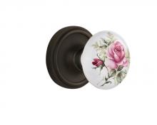 Nostalgic Warehouse 710883 - Nostalgic Warehouse Classic Rosette Passage White Rose Porcelain Door Knob in Oil-Rubbed Bronze