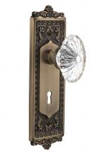 Nostalgic Warehouse 710900 - Nostalgic Warehouse Egg & Dart Plate with Keyhole Passage Oval Fluted Crystal Glass Door Knob