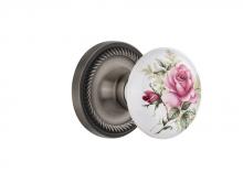 Nostalgic Warehouse 710909 - Nostalgic Warehouse Rope Rosette Passage White Rose Porcelain Door Knob in Antique Pewter