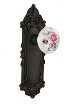 Nostalgic Warehouse 710918 - Nostalgic Warehouse Victorian Plate Passage White Rose Porcelain Door Knob in Oil-Rubbed Bronze