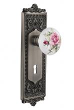 Nostalgic Warehouse 710942 - Nostalgic Warehouse Egg & Dart Plate with Keyhole Passage White Rose Porcelain Door Knob in An