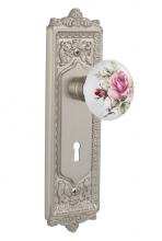 Nostalgic Warehouse 710946 - Nostalgic Warehouse Egg & Dart Plate with Keyhole Passage White Rose Porcelain Door Knob in Sa