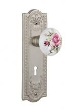 Nostalgic Warehouse 710953 - Nostalgic Warehouse Meadows Plate with Keyhole Passage White Rose Porcelain Door Knob in Satin Nic