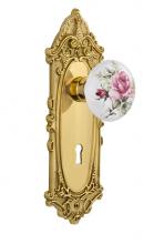 Nostalgic Warehouse 710973 - Nostalgic Warehouse Victorian Plate with Keyhole Passage White Rose Porcelain Door Knob in Polishe