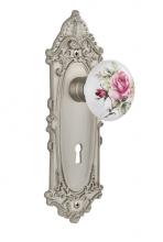 Nostalgic Warehouse 710974 - Nostalgic Warehouse Victorian Plate with Keyhole Passage White Rose Porcelain Door Knob in Satin N