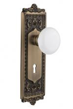 Nostalgic Warehouse 711028 - Nostalgic Warehouse Egg & Dart Plate with Keyhole Passage White Porcelain Door Knob in Antique