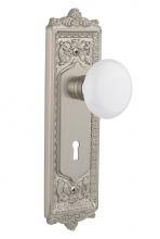 Nostalgic Warehouse 711033 - Nostalgic Warehouse Egg & Dart Plate with Keyhole Passage White Porcelain Door Knob in Satin N