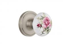 Nostalgic Warehouse 711173 - Nostalgic Warehouse Classic Rosette Privacy White Rose Porcelain Door Knob in Satin Nickel