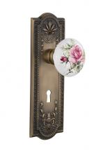 Nostalgic Warehouse 711236 - Nostalgic Warehouse Meadows Plate with Keyhole Privacy White Rose Porcelain Door Knob in Antique B