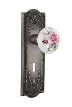 Nostalgic Warehouse 711237 - Nostalgic Warehouse Meadows Plate with Keyhole Privacy White Rose Porcelain Door Knob in Antique P