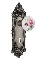 Nostalgic Warehouse 711258 - Nostalgic Warehouse Victorian Plate with Keyhole Privacy White Rose Porcelain Door Knob in Antique