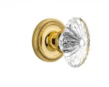 Nostalgic Warehouse 711792 - Nostalgic Warehouse Rope Rosette Passage Oval Fluted Crystal Glass Door Knob in Polished Brass