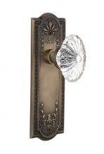 Nostalgic Warehouse 712062 - Nostalgic Warehouse Meadows Plate Privacy Oval Fluted Crystal Glass Door Knob in Antique Brass