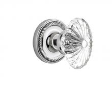 Nostalgic Warehouse 712078 - Nostalgic Warehouse Rope Rosette Privacy Oval Fluted Crystal Glass Door Knob in Bright Chrome