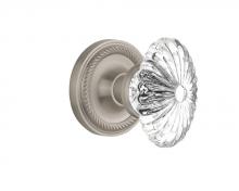 Nostalgic Warehouse 712081 - Nostalgic Warehouse Rope Rosette Privacy Oval Fluted Crystal Glass Door Knob in Satin Nickel