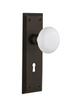 Nostalgic Warehouse 712122 - Nostalgic Warehouse New York Plate with Keyhole Passage White Porcelain Door Knob in Oil-Rubbed Br