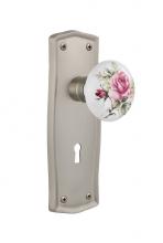 Nostalgic Warehouse 712480 - Nostalgic Warehouse Prairie Plate with Keyhole Passage White Rose Porcelain Door Knob in Satin Nic