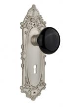 Nostalgic Warehouse 712555 - Nostalgic Warehouse Victorian Plate with Keyhole Passage Black Porcelain Door Knob in Satin Nickel